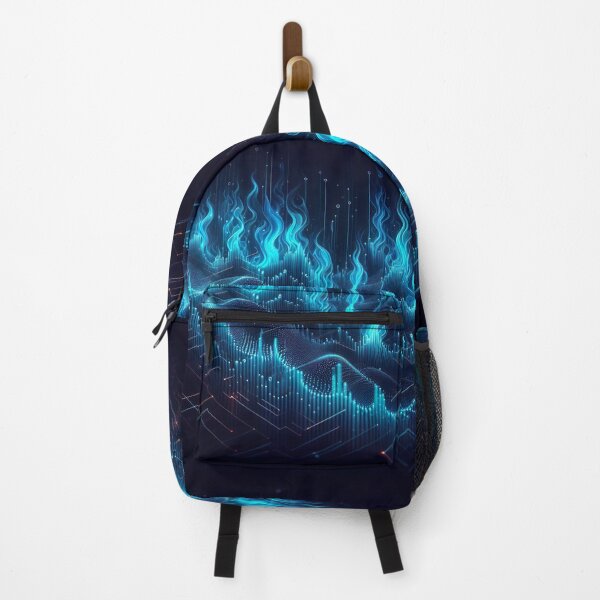 Item preview, Digital Inferno - Neon Blue Fire Sound Waves designed and sold by MnDShirts.