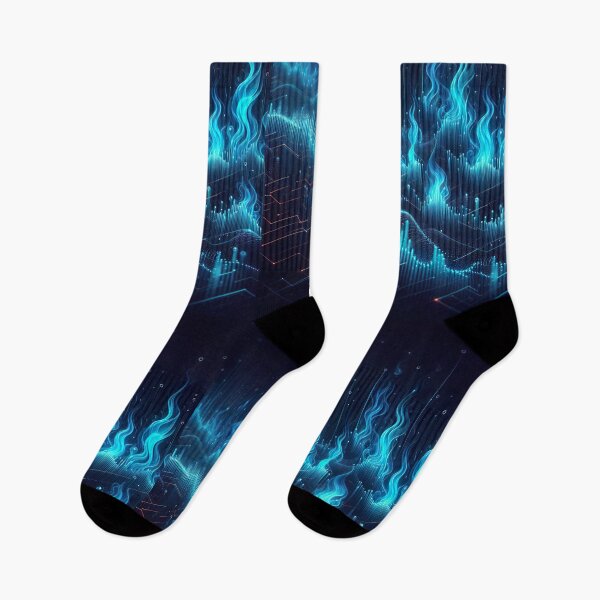 Item preview, Digital Inferno - Neon Blue Fire Sound Waves designed and sold by MnDShirts.