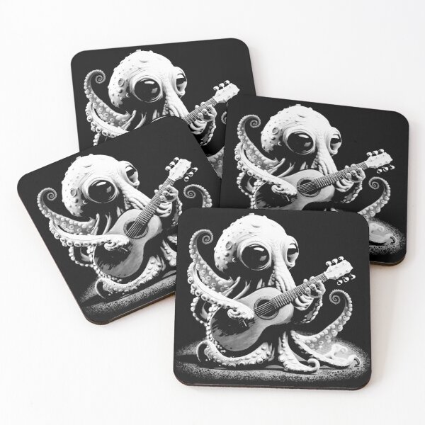 Item preview, Cute octopus playing guitar designed and sold by Szkicerka.