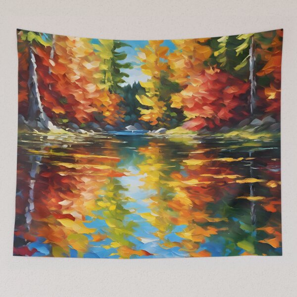 Item preview, Serene Lake Colorful Oil Paintin designed and sold by colorvisionart.