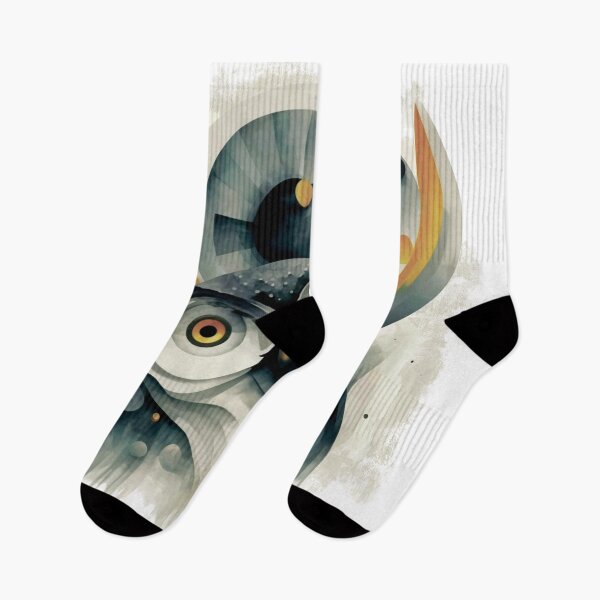 Item preview, modern minimalist art owl white depicts linear gray watercolor background in Kandinsky style designed and sold by MagelliShop.