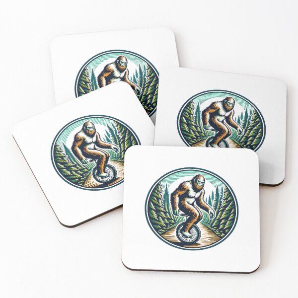 Item preview, Sasquatch Bigfoot Riding a Unicycle Through a Forest  designed and sold by HippieFarms11.