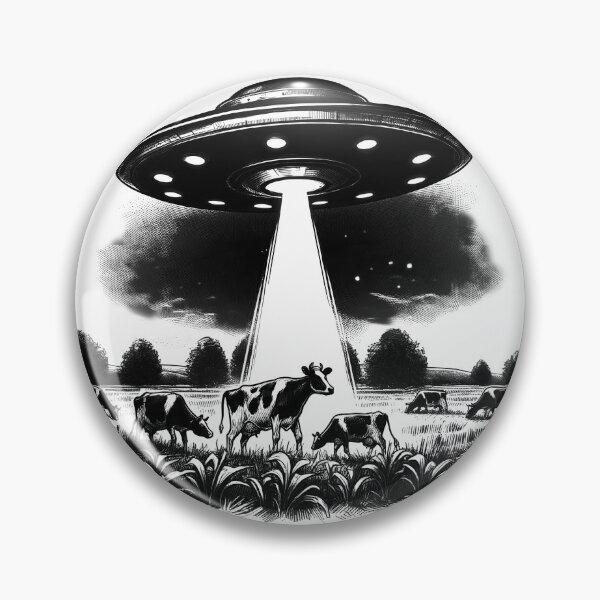 Item preview,  UFO object over a field with cows designed and sold by UFOFashionista.