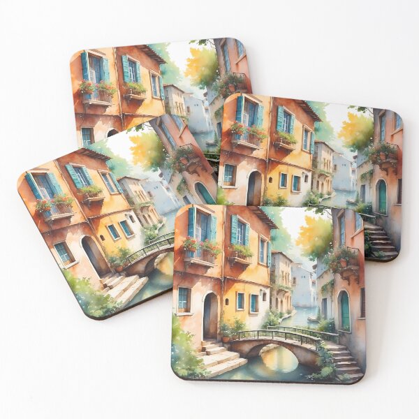 Item preview, Sunlit Serenity: A Watercolor Canal in Bloom designed and sold by Vitalka-uk.