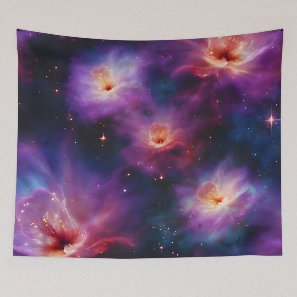 Item preview, Nebula Nectar - Cosmic Nebulas with Blooming Flowers designed and sold by colorvisionart.