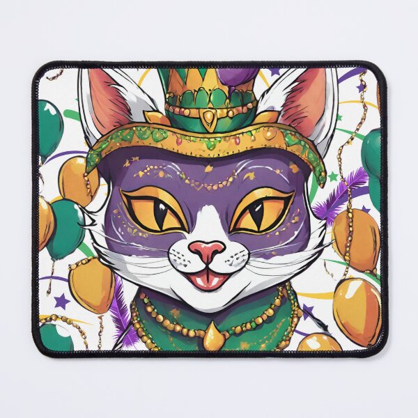 Item preview, MEOWDI-GRAS Festive cat Mardi Gras Ready Paradw and Jester Masks designed and sold by CuriousMax.