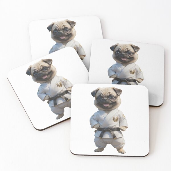 Item preview, Black belt karate pug dog designed and sold by GiwuArt777.