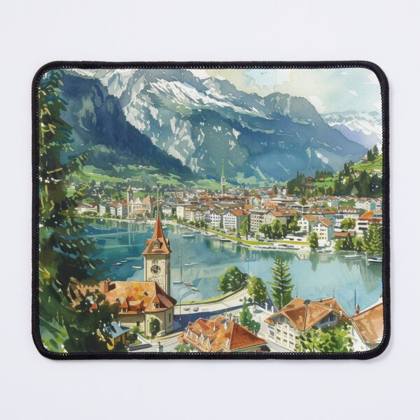 Item preview, Watercolor Design of Interlaken - Switzerland designed and sold by Sketch-Shack.