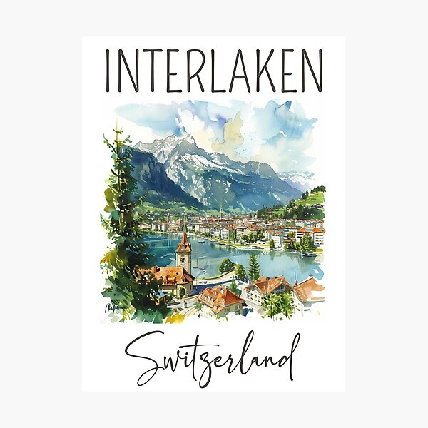 Item preview, Watercolor Design of Interlaken - Switzerland  designed and sold by Sketch-Shack.