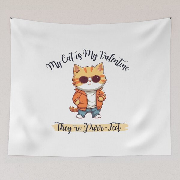 Item preview, My cat is my valentine, and they're purr-fect, Funny Valentine's quote for cat Lovers and Valentine's Day  designed and sold by CHAMSSTORE.