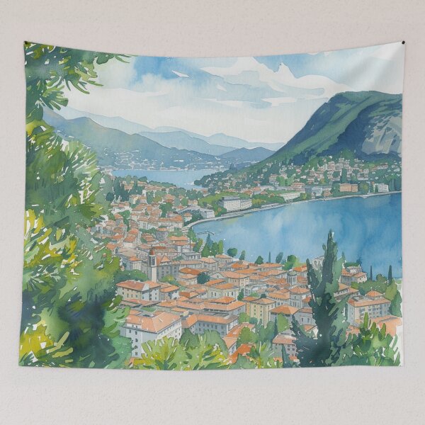 Item preview, Watercolor Design of Lugano - Switzerland  designed and sold by Sketch-Shack.