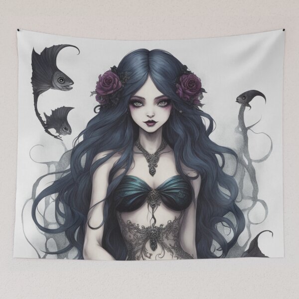 Item preview, Gothic Mermaid and Black Fish designed and sold by CailaStyle.