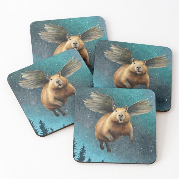 Item preview, Cute baby capybara flying at night, Funny Capybara Gifts For Animal Lovers designed and sold by Cuteanimalgifts.