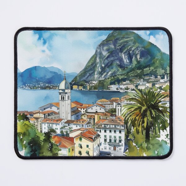 Item preview, Watercolor Design of Lugano - Switzerland designed and sold by Sketch-Shack.