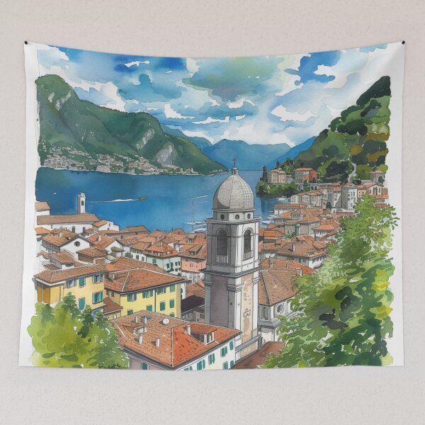 Item preview, Watercolor Design of Lugano - Switzerland  designed and sold by Sketch-Shack.