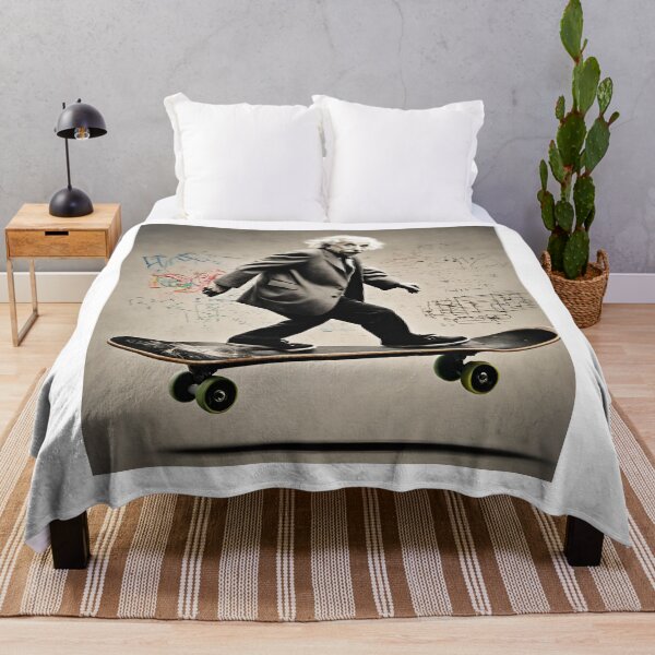 Item preview, Albert Einstein riding a skateboard with equations as graffiti designed and sold by tetisola.