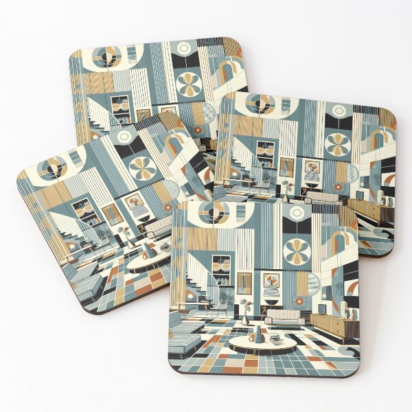 Item preview, Mid-century modern interior illustration pattern  designed and sold by Inkstorm-London.