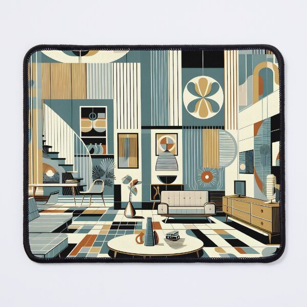 Item preview, Mid-century modern interior illustration pattern designed and sold by Inkstorm-London.