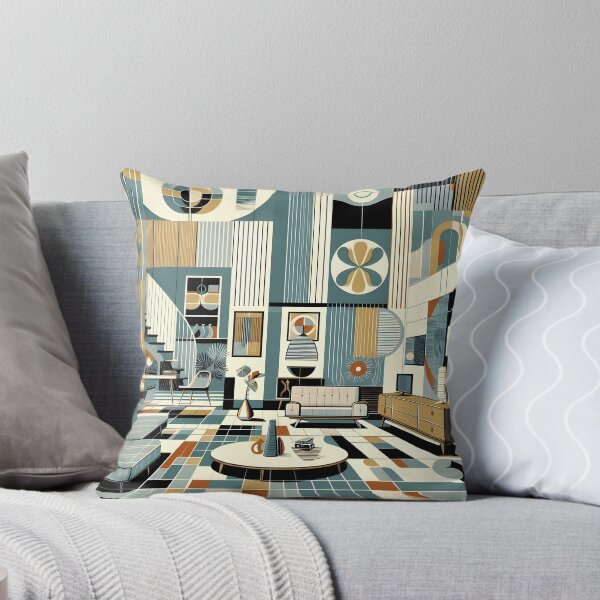 Item preview, Mid-century modern interior illustration pattern  designed and sold by Inkstorm-London.