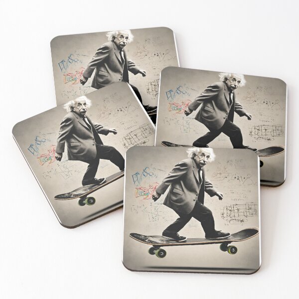 Item preview, Albert Einstein riding a skateboard with equations as graffiti designed and sold by tetisola.