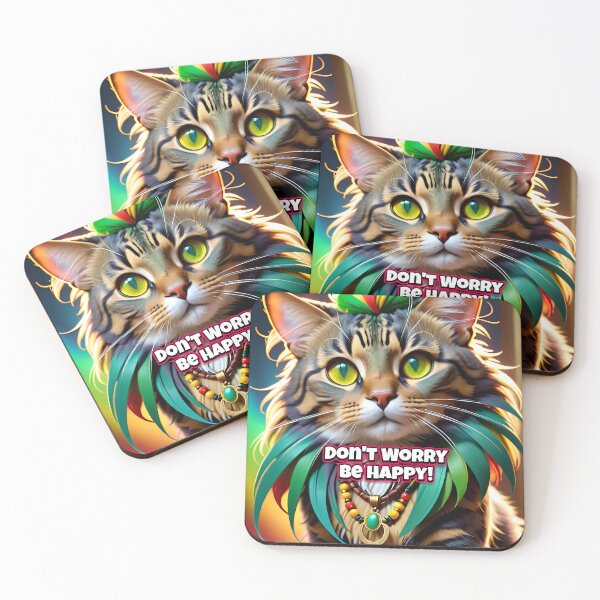 Item preview, Don't Worry Be Happy Rasta Cat designed and sold by TheArtOfPat.