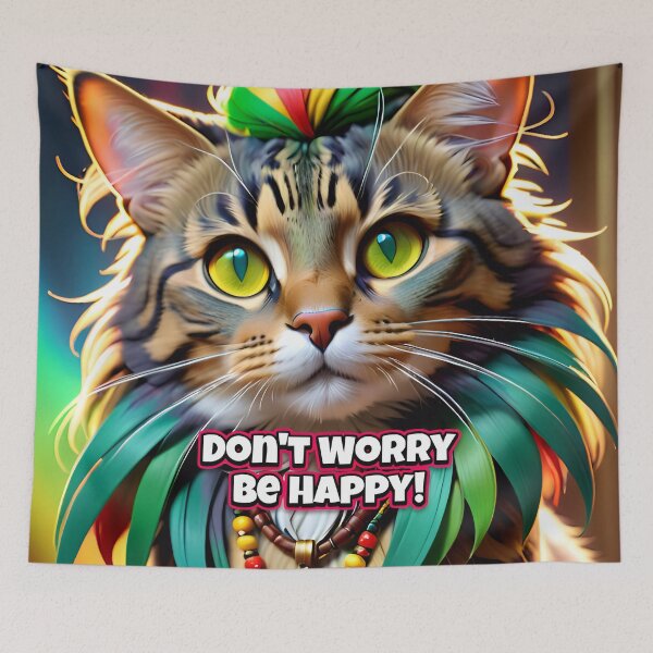 Item preview, Don't Worry Be Happy Rasta Cat designed and sold by TheArtOfPat.