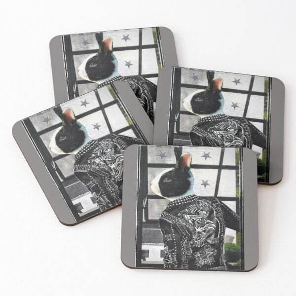 Item preview, Black and White Bunny Rabbit Portrait - 'One Bad Bunny' designed and sold by Nikki Fortuin Arts & Crafts.