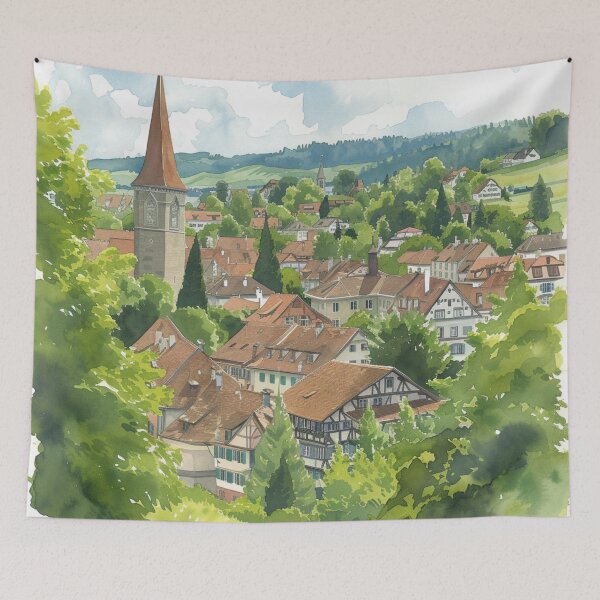 Item preview, Watercolor Design of Winterthur - Switzerland  designed and sold by Sketch-Shack.