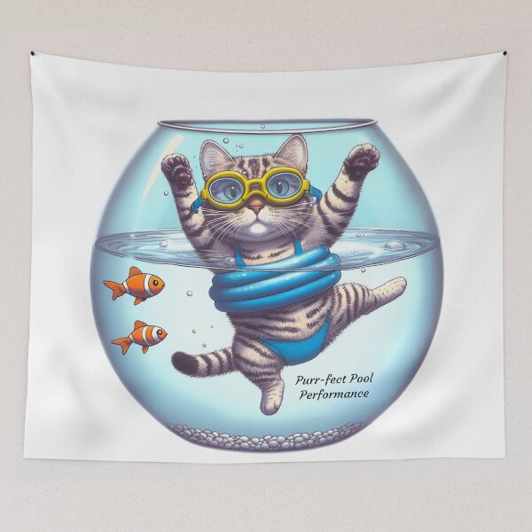 Item preview, Feline Aquatics: Goggles, Floatie, and a Splash of Purrs! designed and sold by AI-Only Creations.