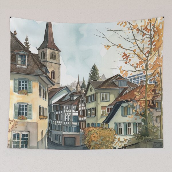 Item preview, Watercolor Design of Winterthur - Switzerland  designed and sold by Sketch-Shack.