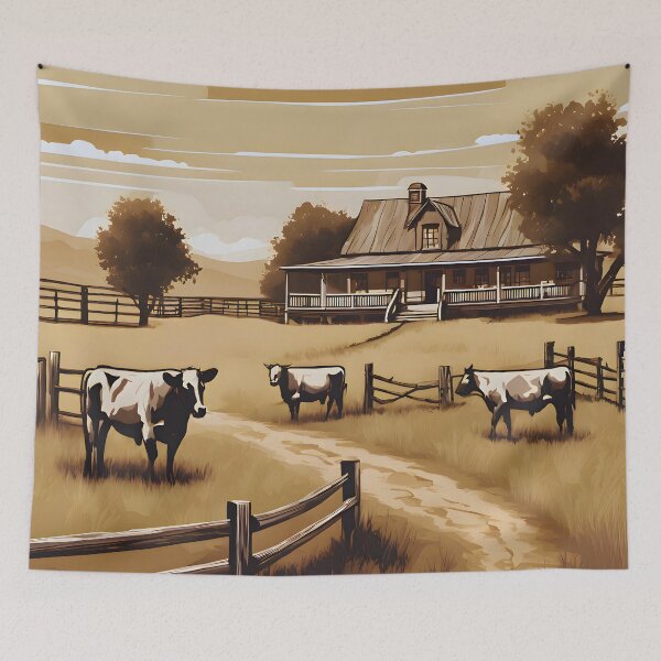 Item preview, Cattle Ranch - Rural Landscape designed and sold by colorvisionart.