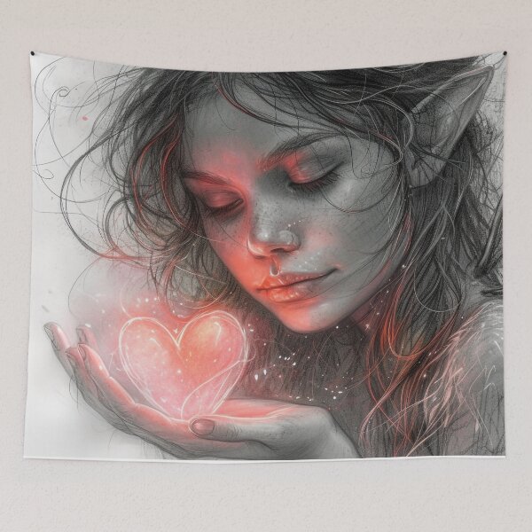 Item preview, Glowing heart fairy valentine designed and sold by fairyfreak.