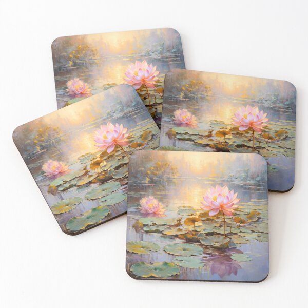 Item preview, Lotus Flower Water Lily III Pond Zen Art Oil Painting designed and sold by acrylicartp.