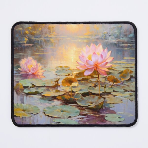 Item preview, Lotus Flower Water Lily III Pond Zen Art Oil Painting designed and sold by acrylicartp.