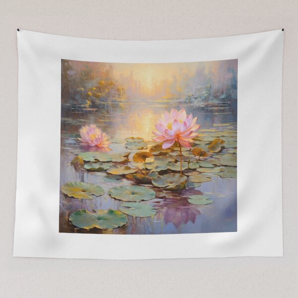 Item preview, Lotus Flower Water Lily III Pond Zen Art Oil Painting designed and sold by acrylicartp.