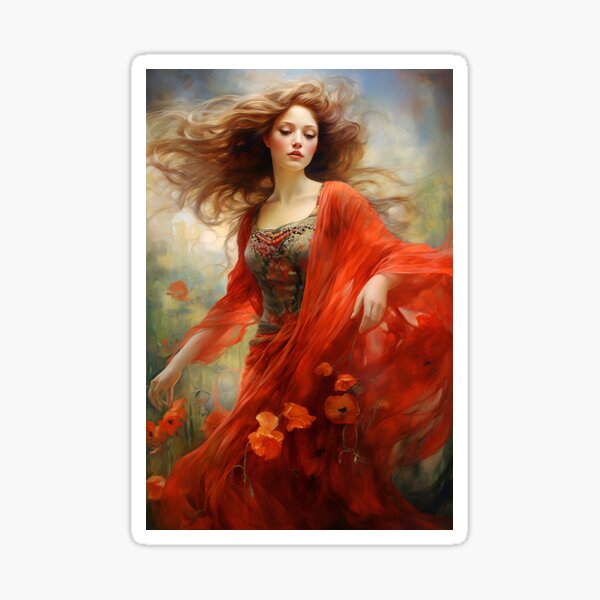 Item preview, Lady with Red Poppies designed and sold by Red Witch Art.