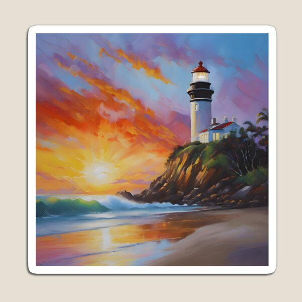 Artikel-Vorschau von Sonnenaufgang am Byron Bay Mutiges Ölgemälde, designt und verkauft von colorvisionart.