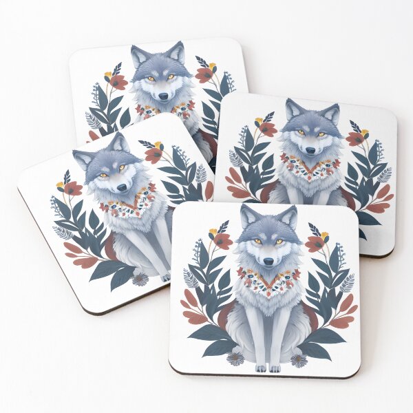 Item preview, Wolf Folk Art designed and sold by WondrousThings.