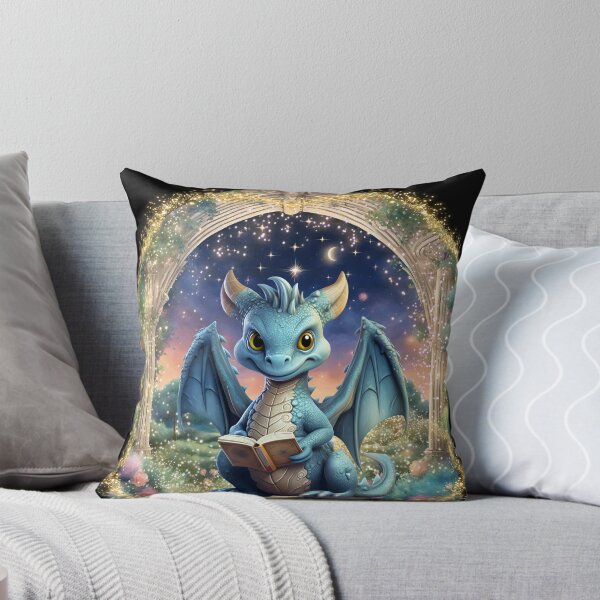 Artikelvorschau, Babydrache mit Buch entworfen und verkauft von Karen Wood.