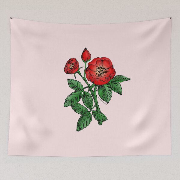 Item preview, Bright Red Globular Rose Bloom Single 1-7 Petals Almost Flat designed and sold by Rachael Taylor.