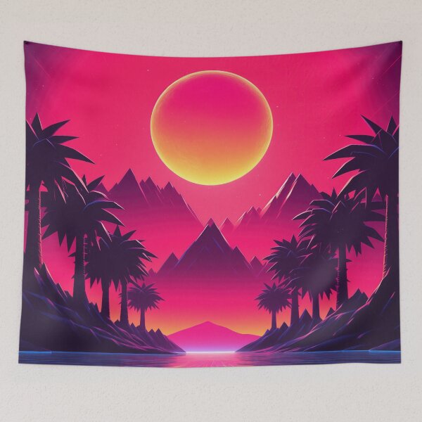 Item preview, Synthwave Sunset: Tropical Aura designed and sold by Mullet Monkey.