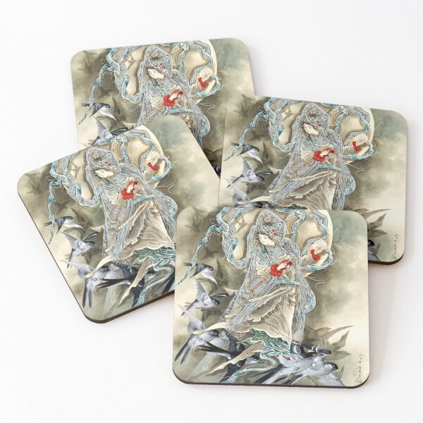 Item preview, Woman with Birds (1890), vintage illustration by Toshio Aoki designed and sold by My Artprintz.