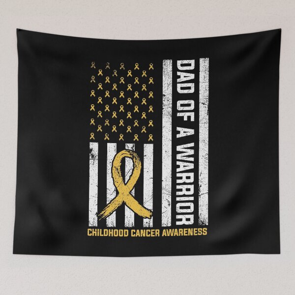 Item preview, Dad of A Warrior Childhood Cancer Awareness US Flag Ribbon designed and sold by MobyStickers.