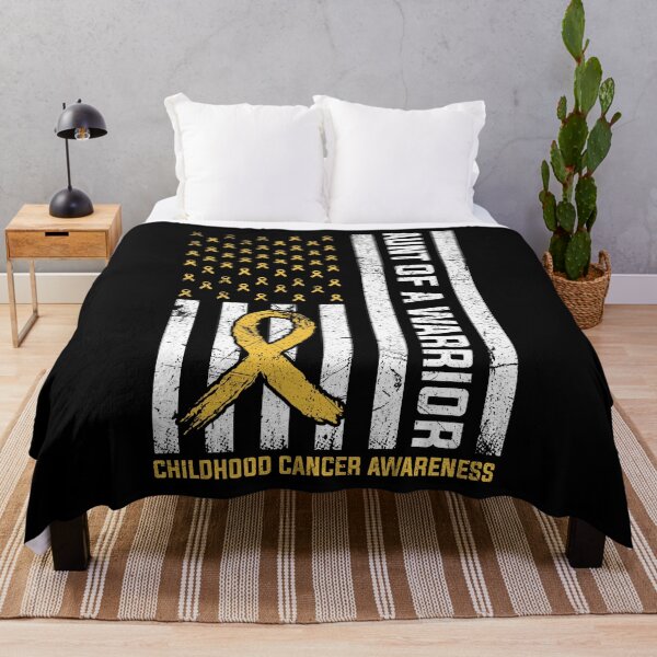 Item preview, Aunt of A Warrior Childhood Cancer Awareness US Flag Ribbon designed and sold by MobyStickers.