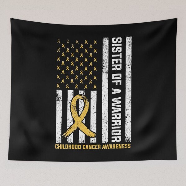 Item preview, Sister of A Warrior Childhood Cancer American Flag Ribbon designed and sold by MobyStickers.