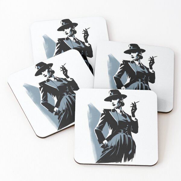 Item preview, Noir Crime Woman in a Classic Blue Suit designed and sold by RESToRAPTOR.