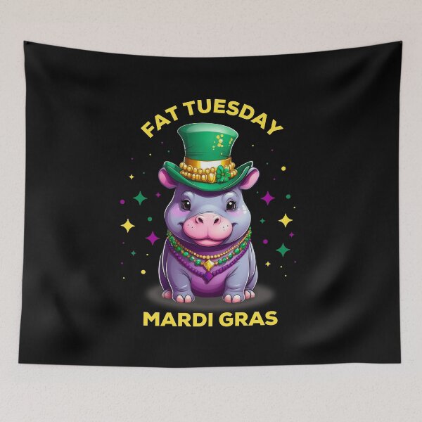 Item preview, Fat Tuesday, Mardi Gras Hippo (Black) designed and sold by Gsallicat.