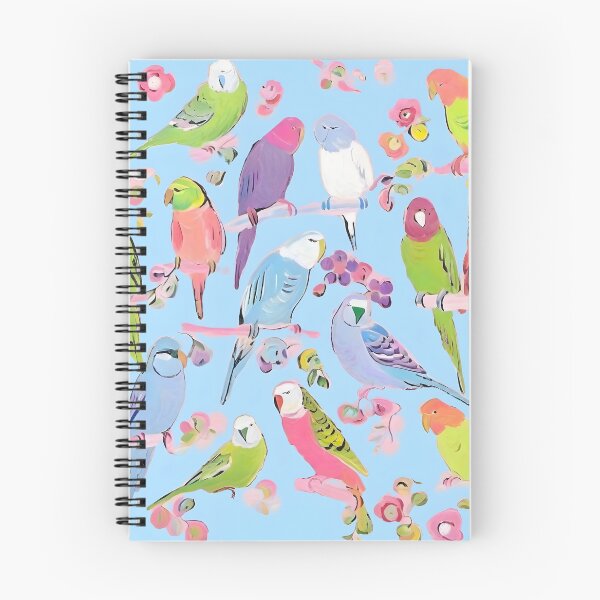 Item preview, Budgies on baby blue background designed and sold by SophieClimaArt.