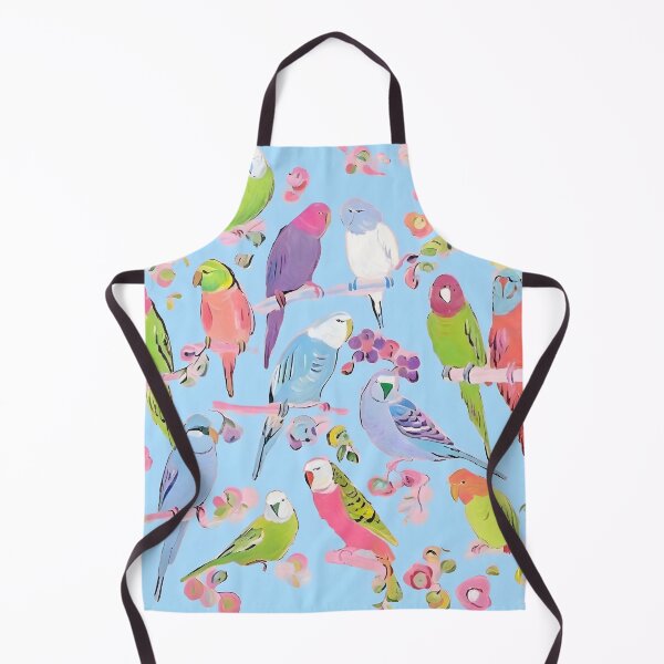Item preview, Budgies on baby blue background designed and sold by SophieClimaArt.