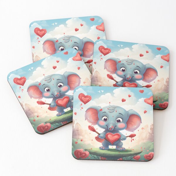 Item preview, valentine's day elephant decorative panel designed and sold by DropeSavage.